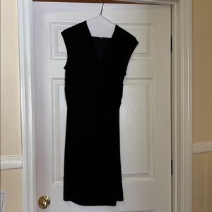 Anne Klein Black Sheath Midi Dress V-Neck M